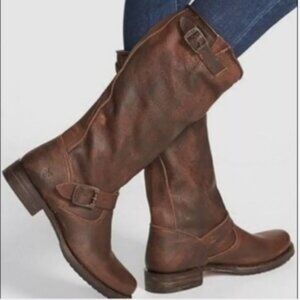 NEW Frye Veronica Slouch Tall Brown Leather Riding Boots 77609 Womens Size 7.5 B